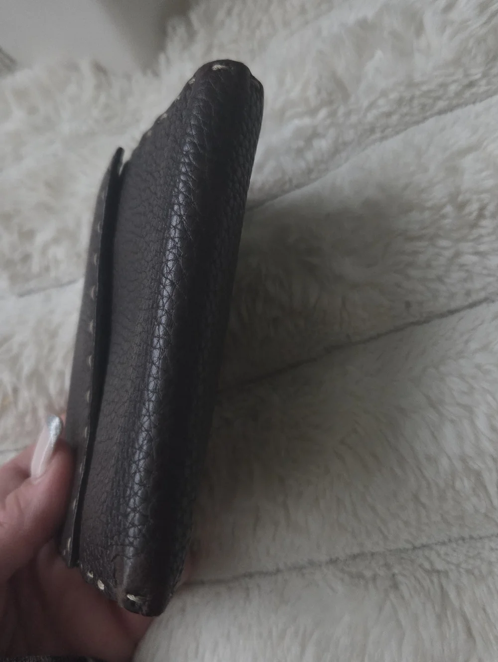 FENDI Dark Brown Selleria Grained Leather Bifold Wallet Saddle Stitch Vtg - Picture 6 of 16